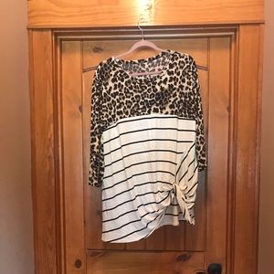 Mixed Leopard and Stripe Top